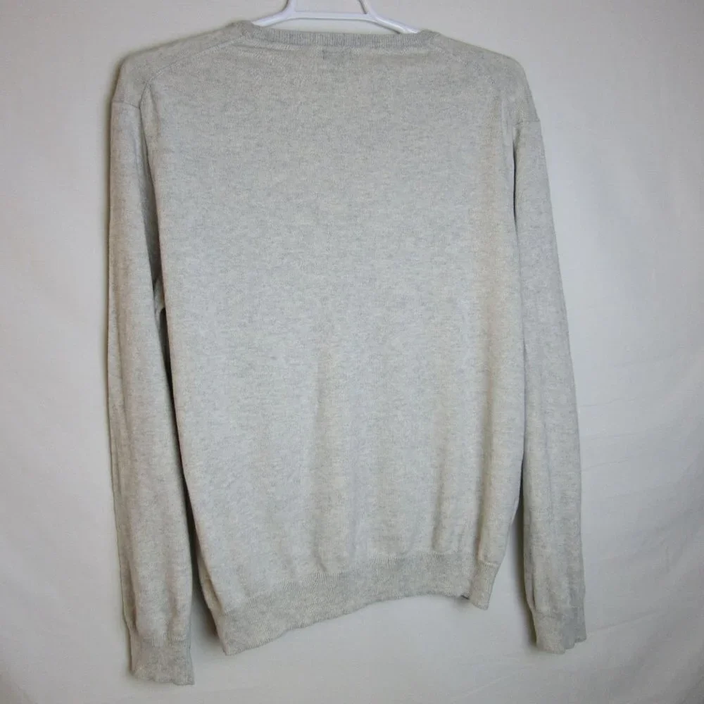J Crew Sweater Beige Cotton Cashmere V-Neck Business Casual Preppy Cozy Men's XL